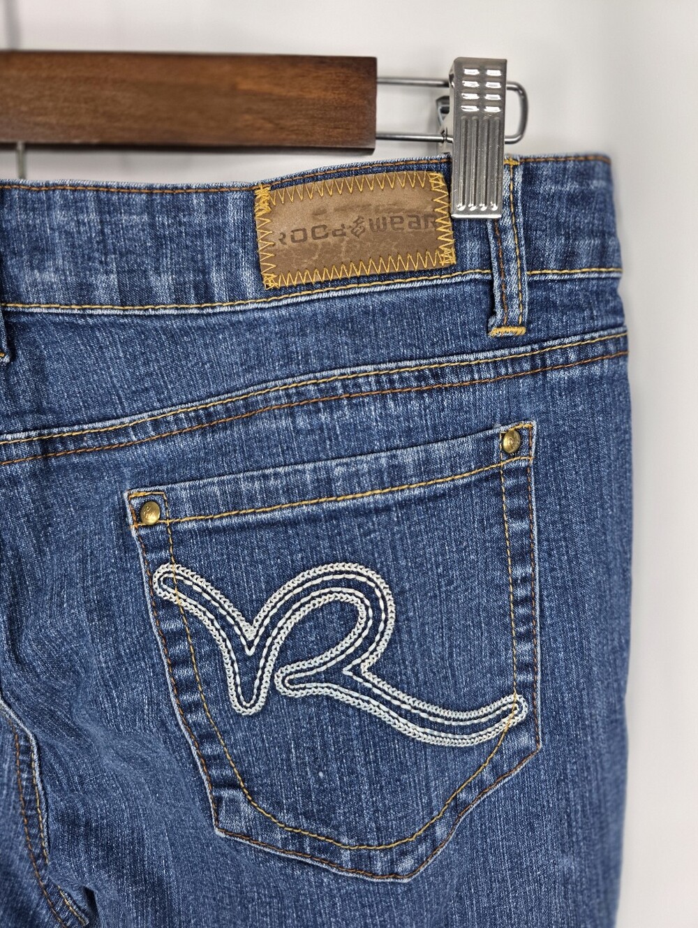 Rocawear Y2K Junior's Size 11 Bootcut Blue Denim Jeans R Logo Pockets Stretch - Picture 15 of 16